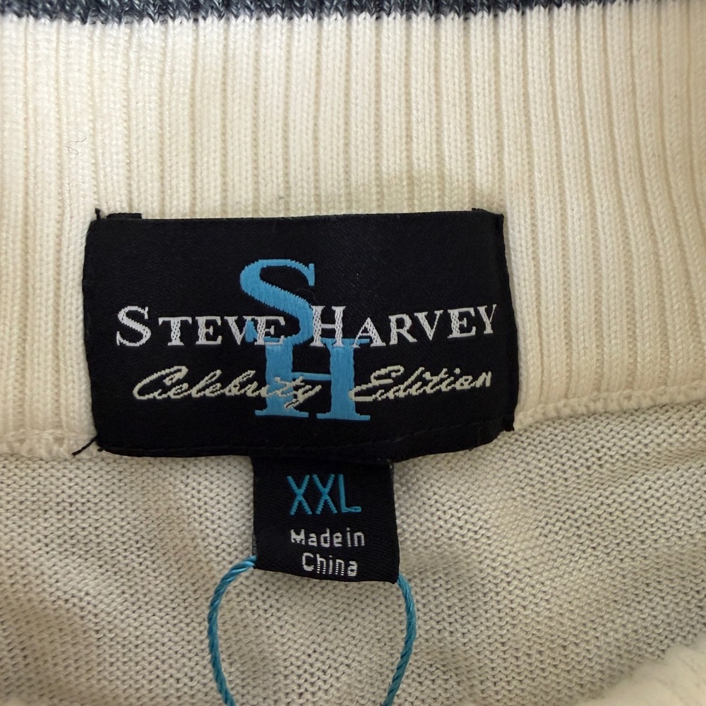 Steve Harvey Celebrity Edition Mens XXL Cream Geometric Knit Mock Neck Sweater - Picture 2 of 9